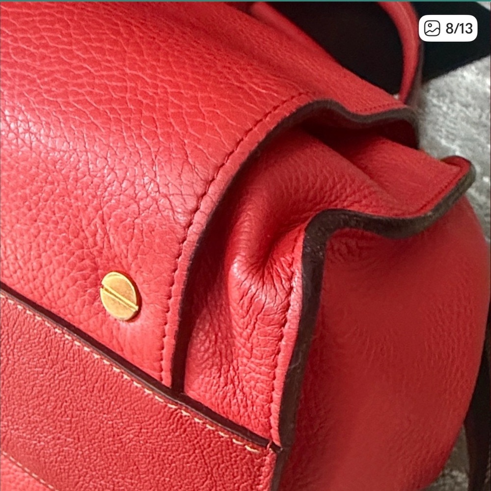 Chloe Dree Structured Red Leather Shoulder Bag for Women - Picture 6 of 7